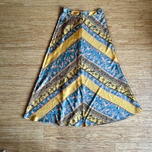 Free People Rio Maxi Skirt Hawaii Honey Scarf Print Size 4 Satin Boho